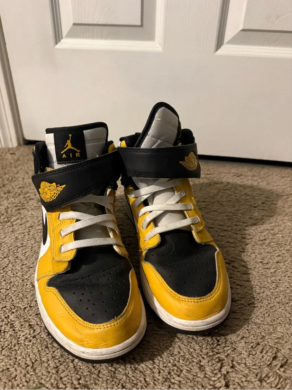 Jordan High-Top Sneakers in Black, Yellow & White